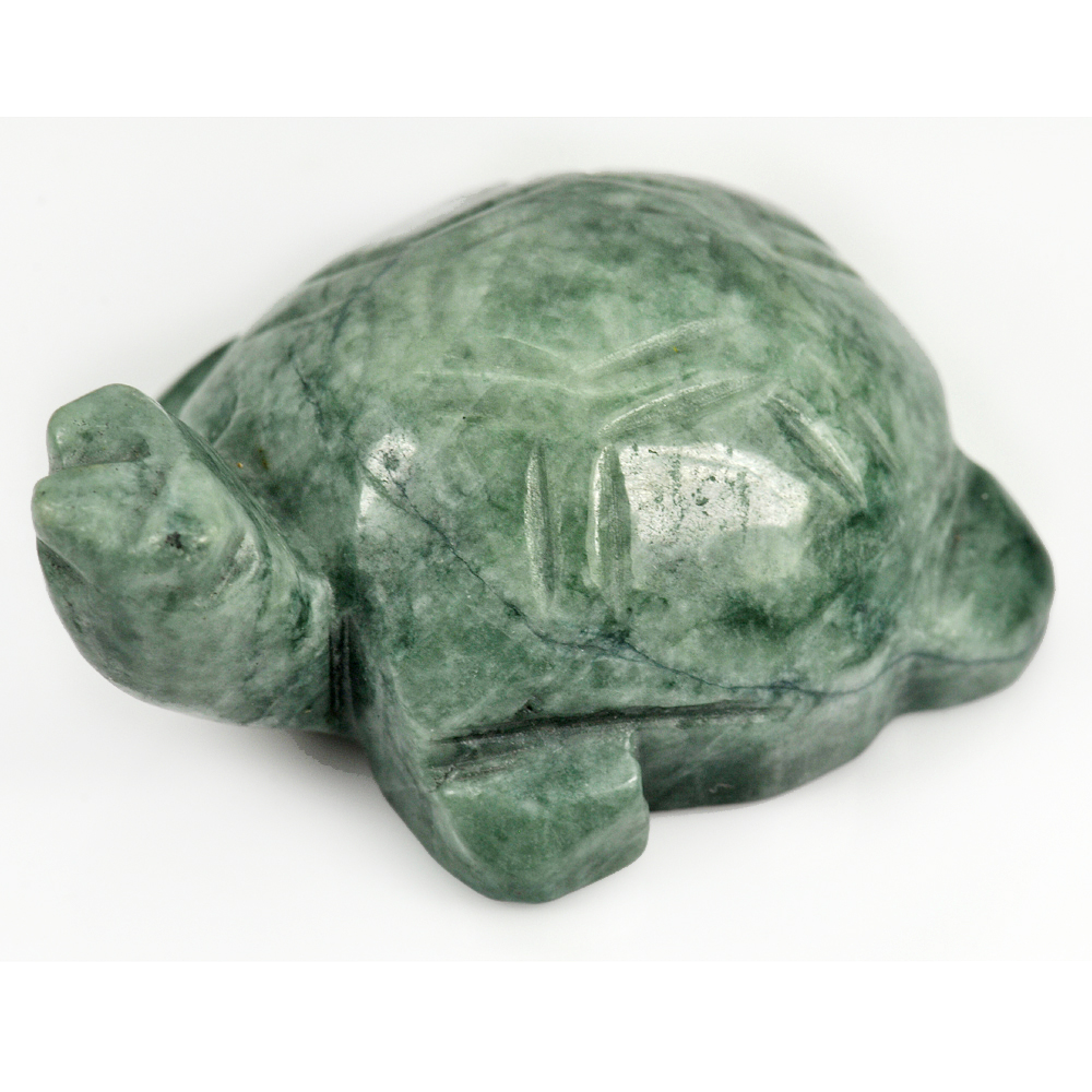 Green Color Jade Turtle Carving 48x57 Mm. 306.35 Ct. Natural Gemstone Unheated