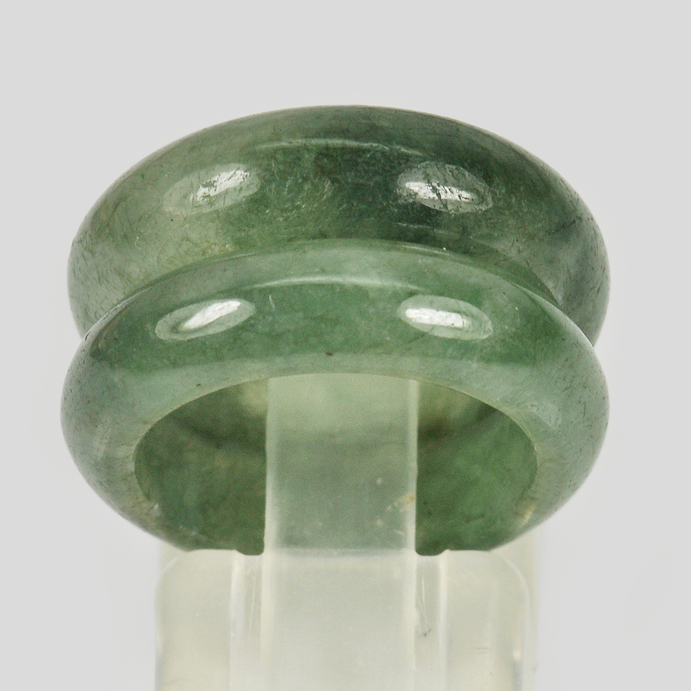 Green Jade Ring Size 5 Unheated Natural Gemstone 24.52 Ct. 2 Pcs.