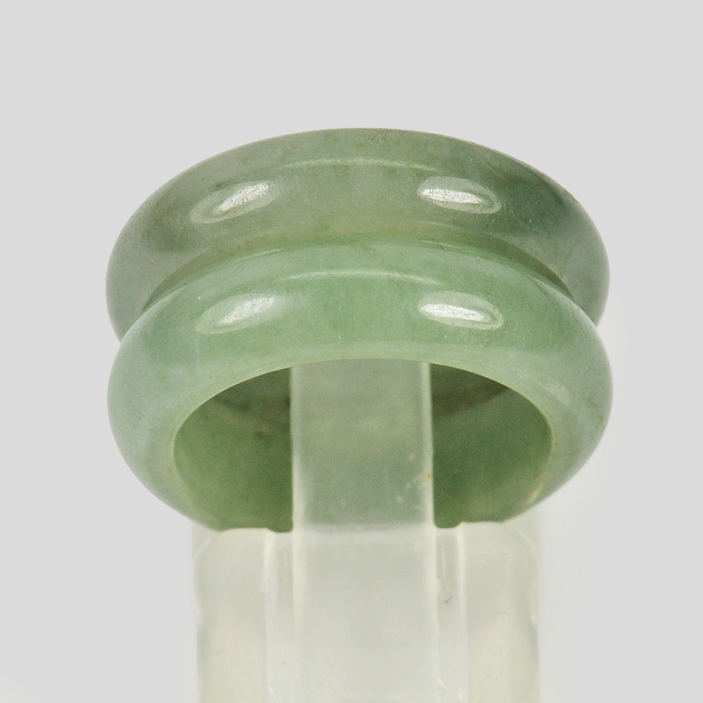 Green Jade Ring Size 5 Unheated Natural Gemstone 23.45 Ct. 2 Pcs. 21x15Mm.