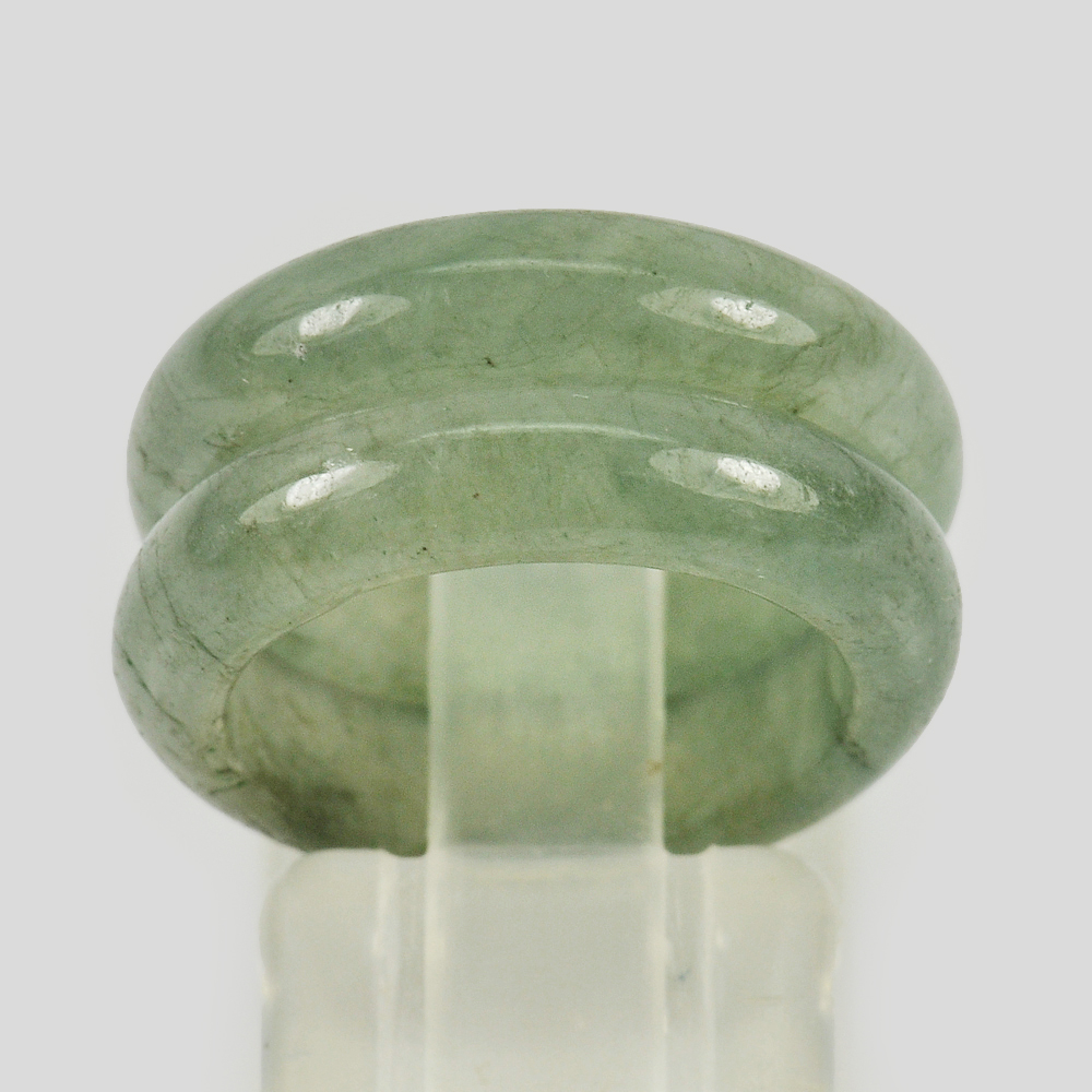 Green Jade Ring Size 5 Unheated Natural Gemstone 21.10 Ct. 2 Pcs. 21x15Mm.