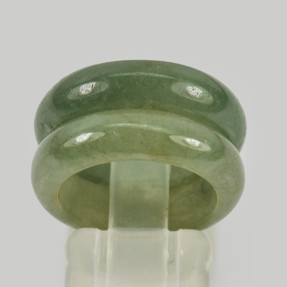 Green Jade Ring Size 5 Unheated Natural Gemstone 23.86 Ct. 2 Pcs. 21x15x5 Mm.