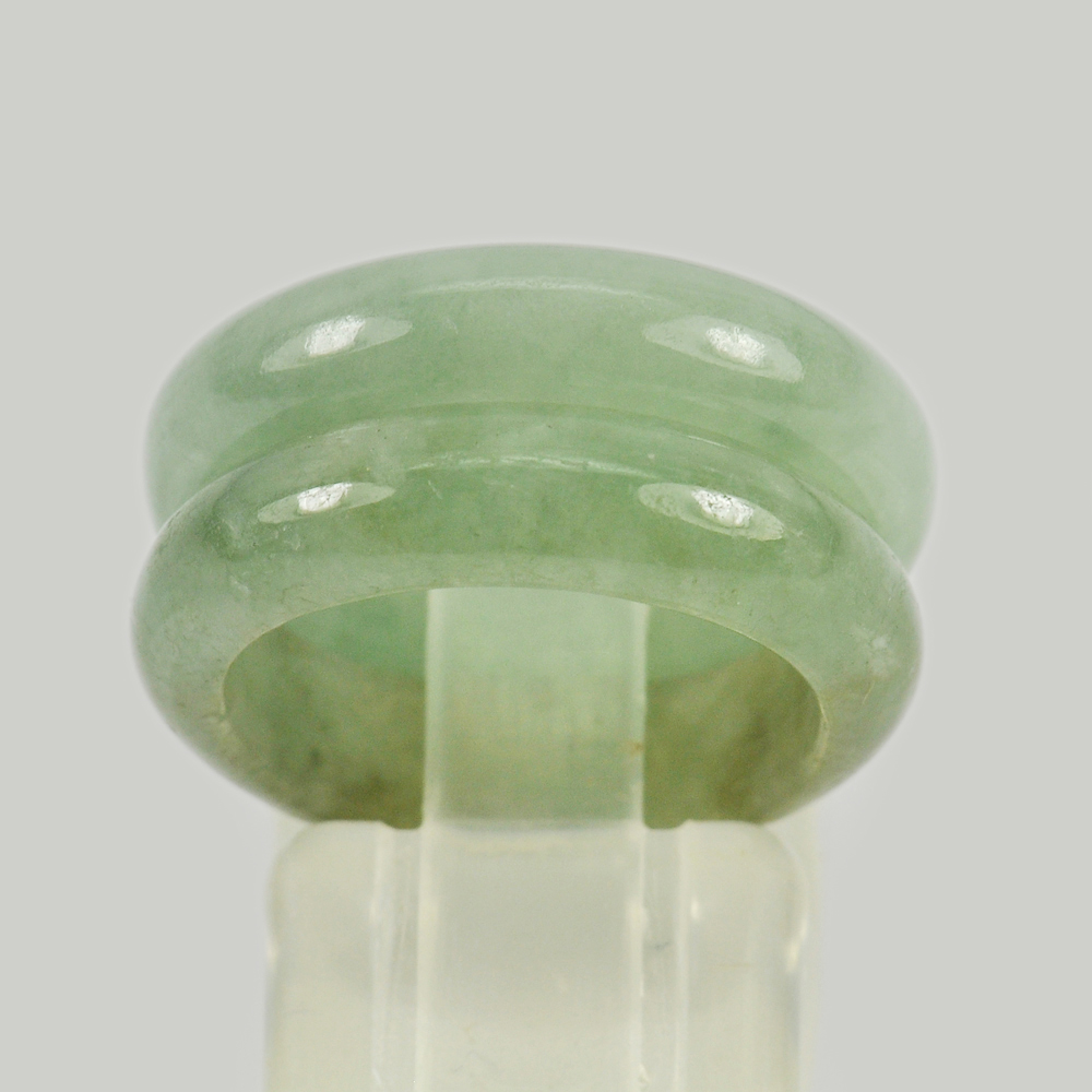 Green Jade Ring Size 5 Unheated Natural Gemstone 20.52 Ct. 2 Pcs.