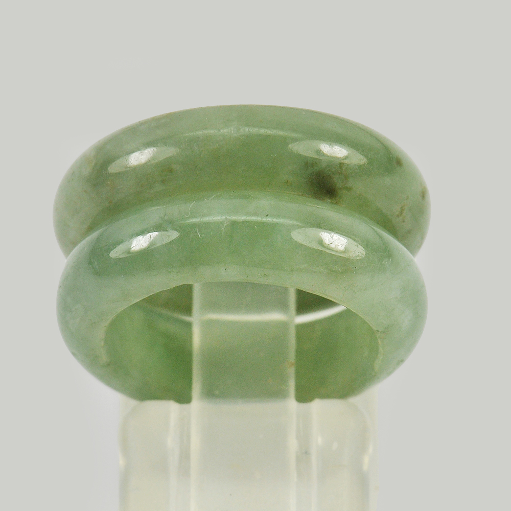 Green Jade Ring Size 5 Unheated Natural Gemstone 25.73 Ct. 2 Pcs.
