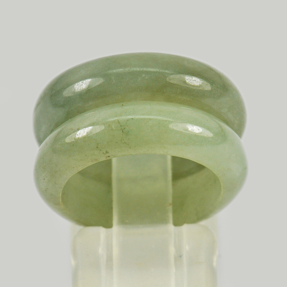 Green Jade Ring Size 5 Unheated Natural Gemstone 23.92 Ct. 2 Pcs.