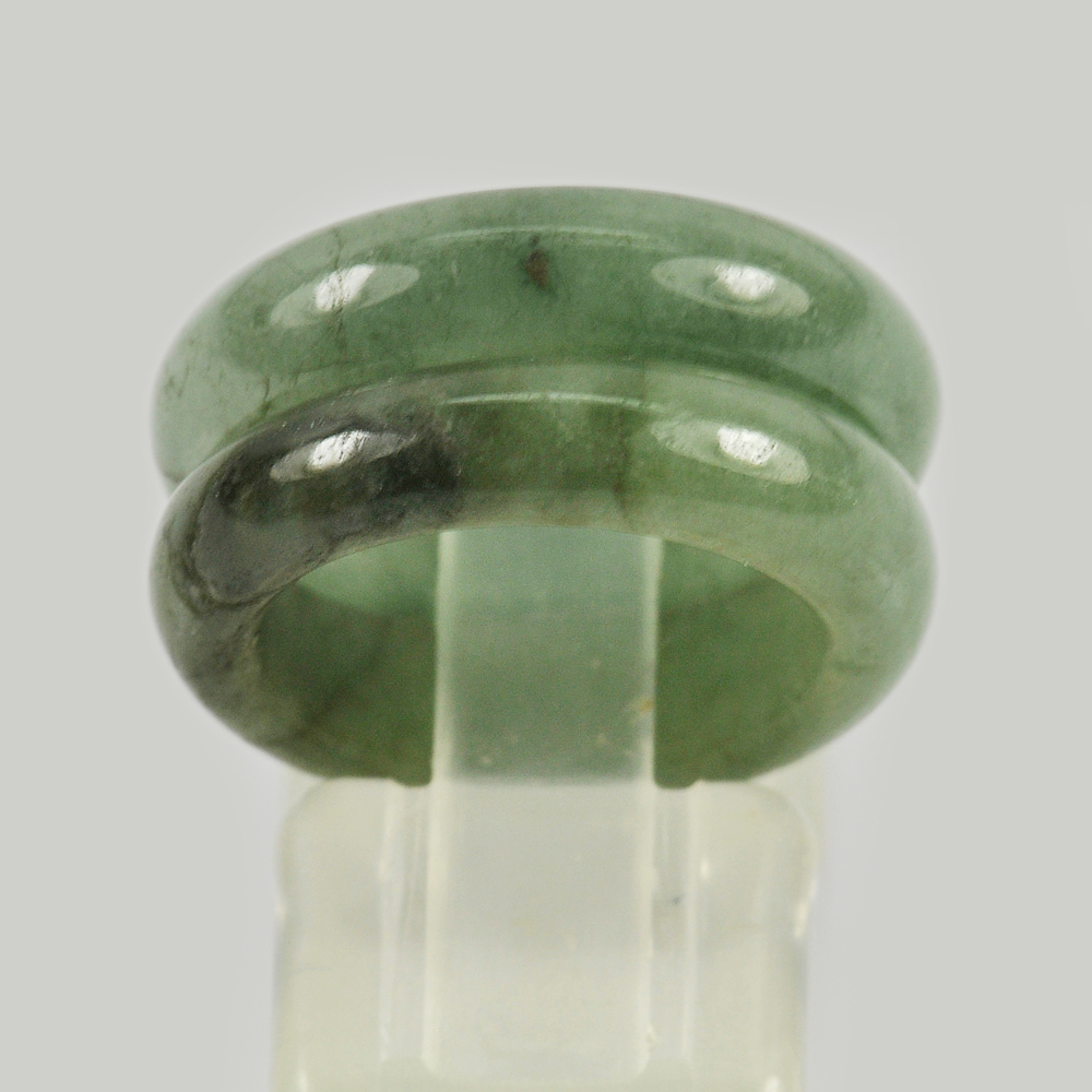 Green Jade Ring Size 4 Unheated Natural Gemstone 24.38 Ct. 2 Pcs.