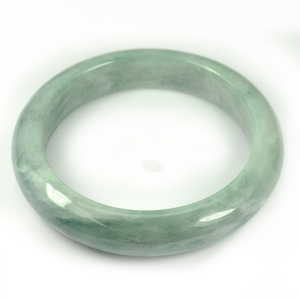 Green Jade Bangle Size 76x57x13 Mm. 322.22 Ct. Unheated Natural Gemstone