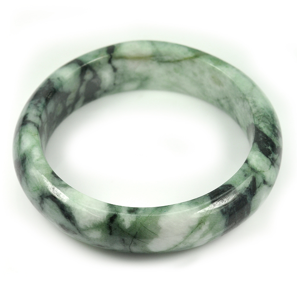 Green Jade Bangle Size 75x58x16 Mm. Unheated Natural Gemstone 363.88 Ct.