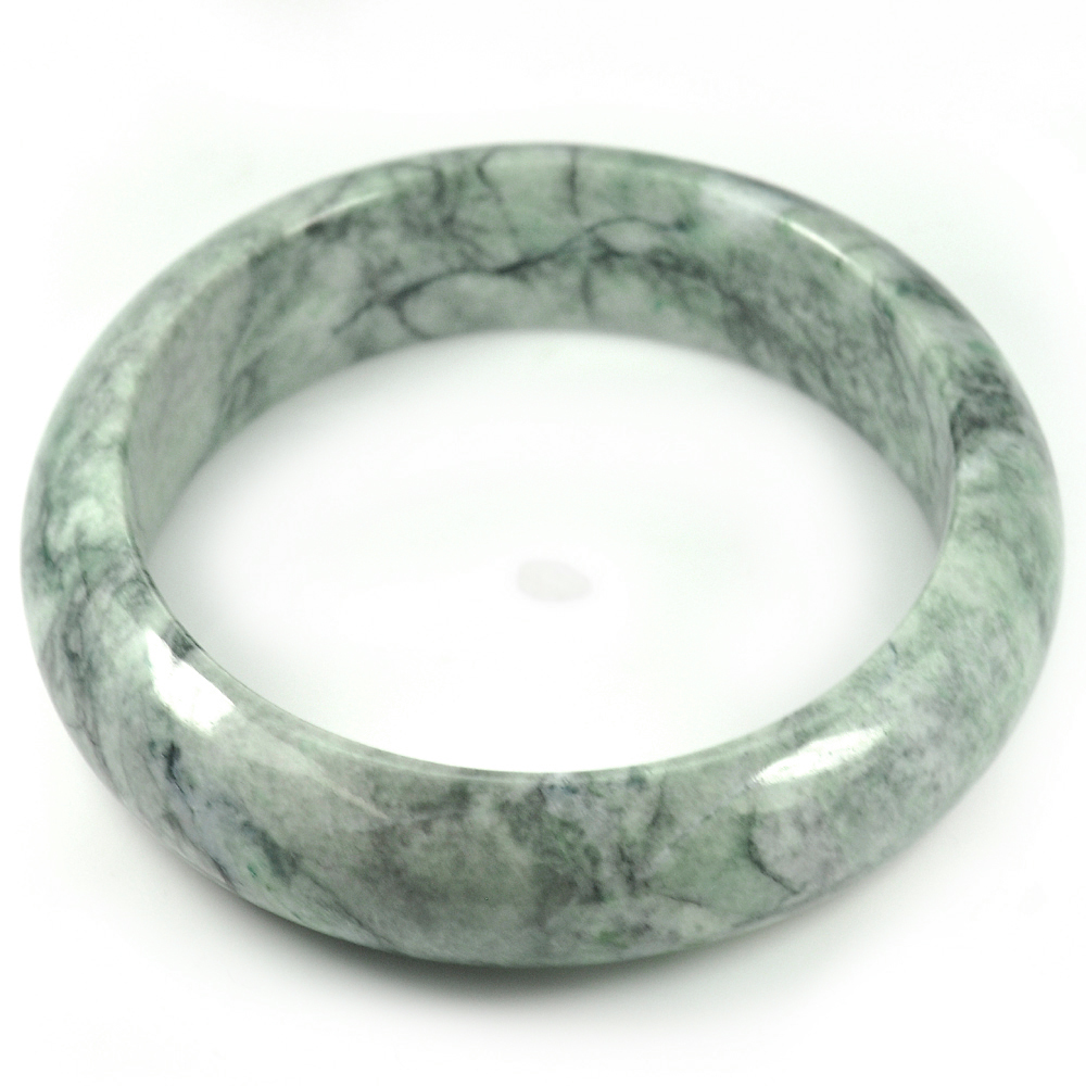 Green Jade Bangle Size 82x63x18 Mm. 448.66 Ct. Unheated Natural Gemstone