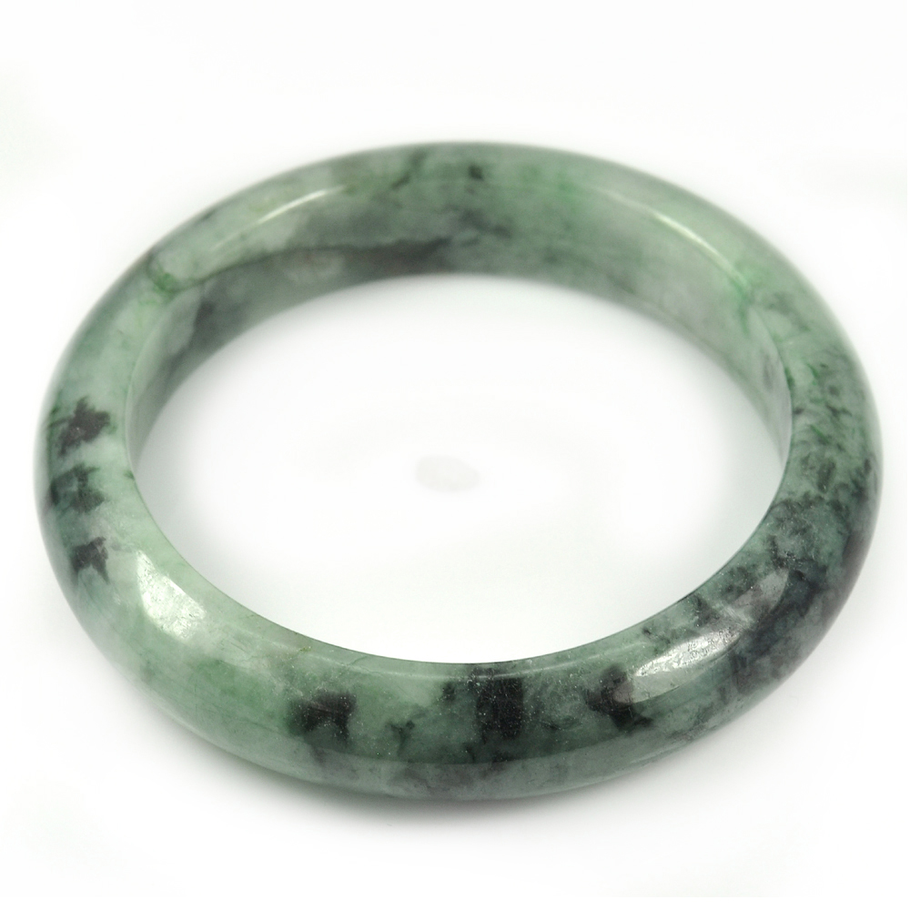 Green Jade Bangle Size 75x60x14 Mm. 328.70 Ct. Unheated Natural Gemstone