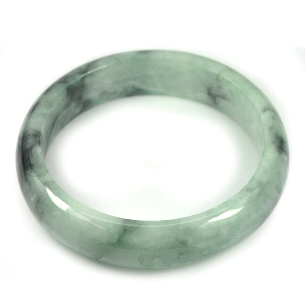 Green Jade Bangle Size 77x61x16 Mm. 359.82 Ct. Unheated Natural Gemstone