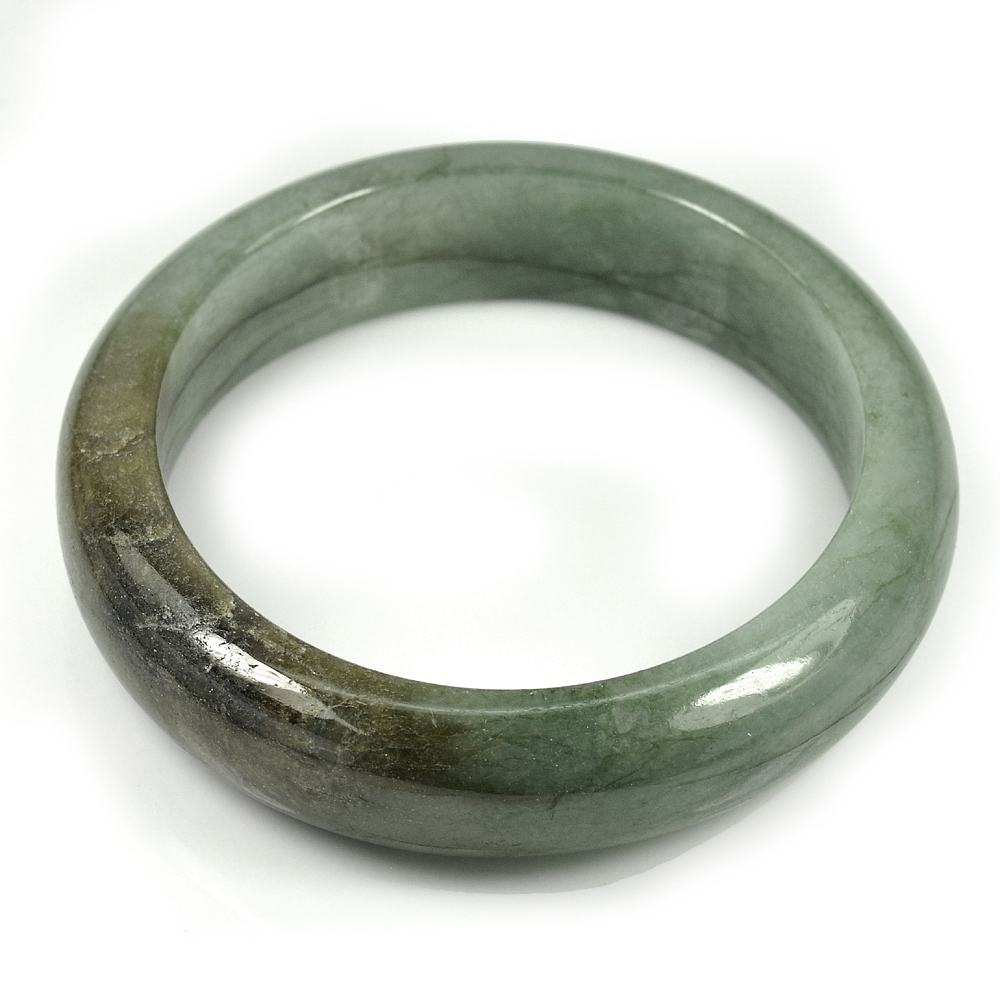 Green Jade Bangle Size 76x60x16 Mm. 401.15 Ct. Natural Gemstone Unheated