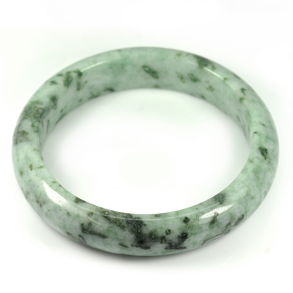 Green Jade Bangle Size 80x63x14 Mm. 352.15 Ct. Unheated Natural Gemstone