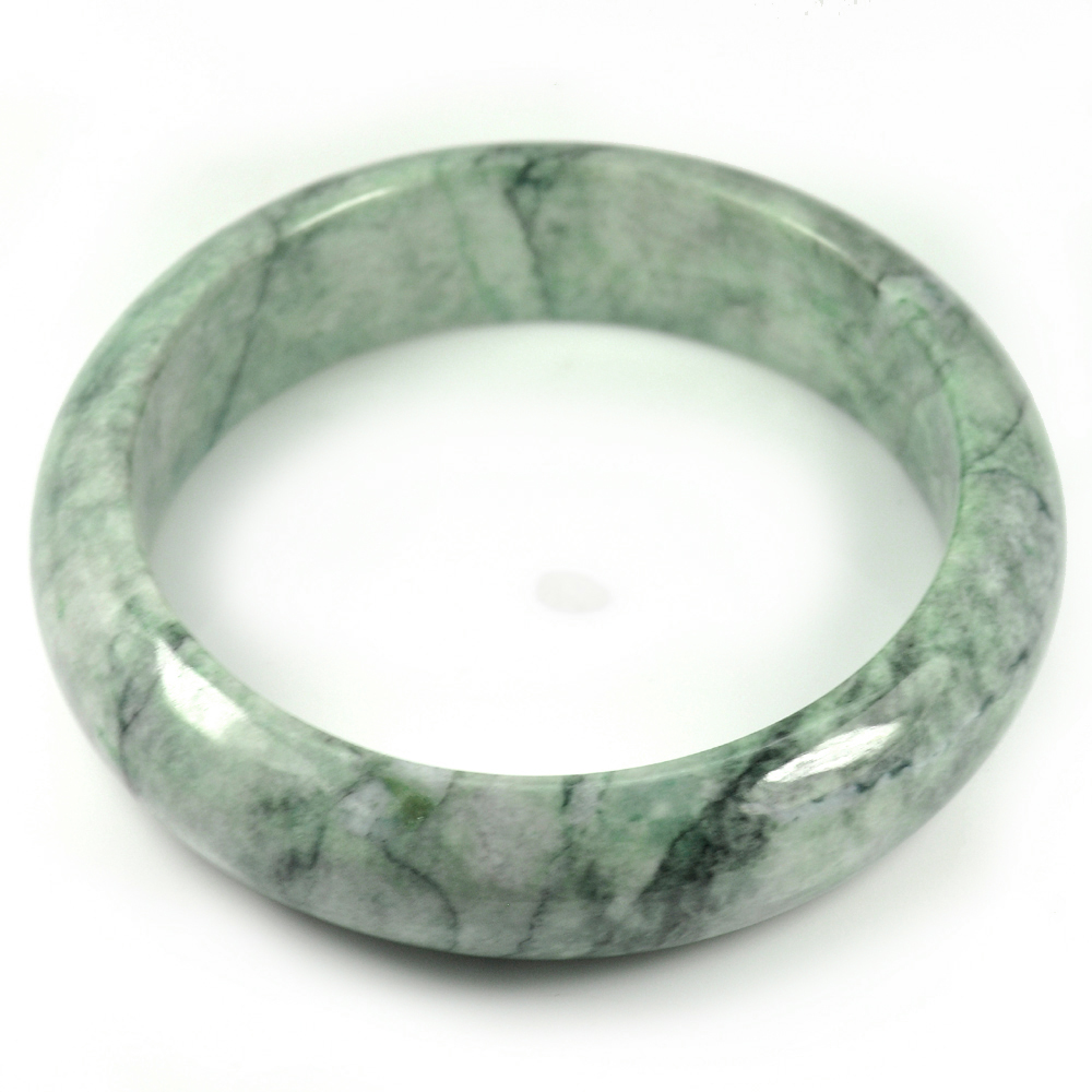 Green Jade Bangle Size 80x64x14 Mm. 415.39 Ct. Unheated Natural Gemstone