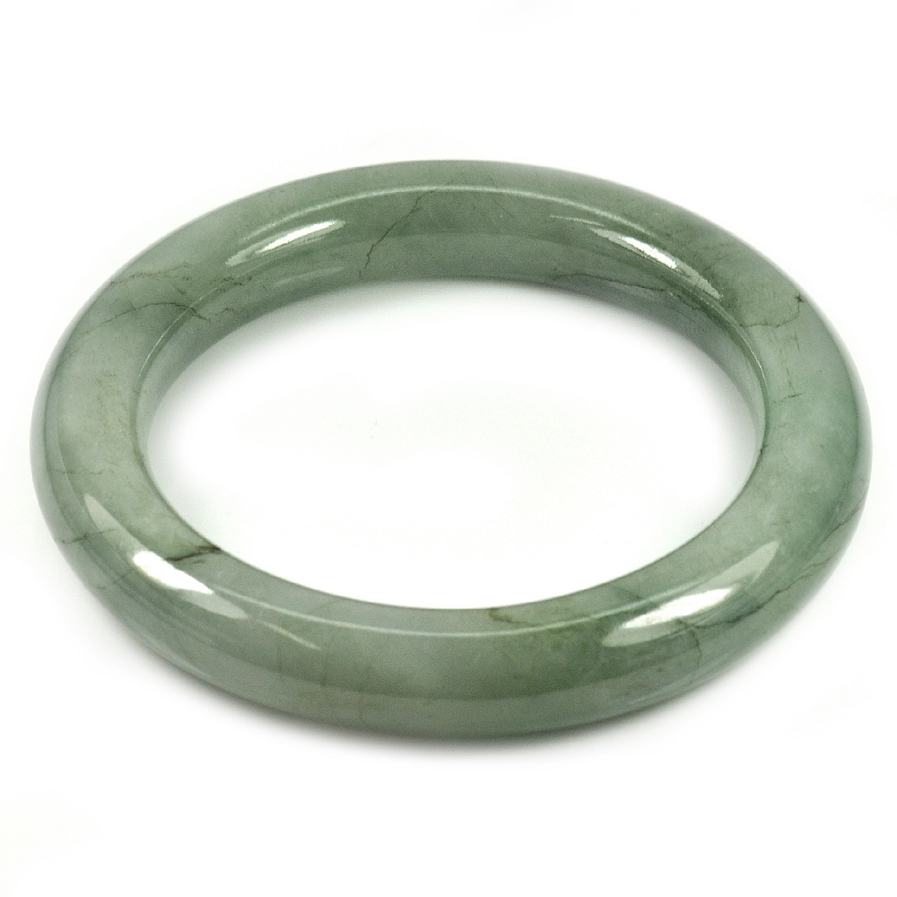 Green Jade Bangle Size 76x55x11 Mm. Natural Gemstone Unheated 333.24 Ct.