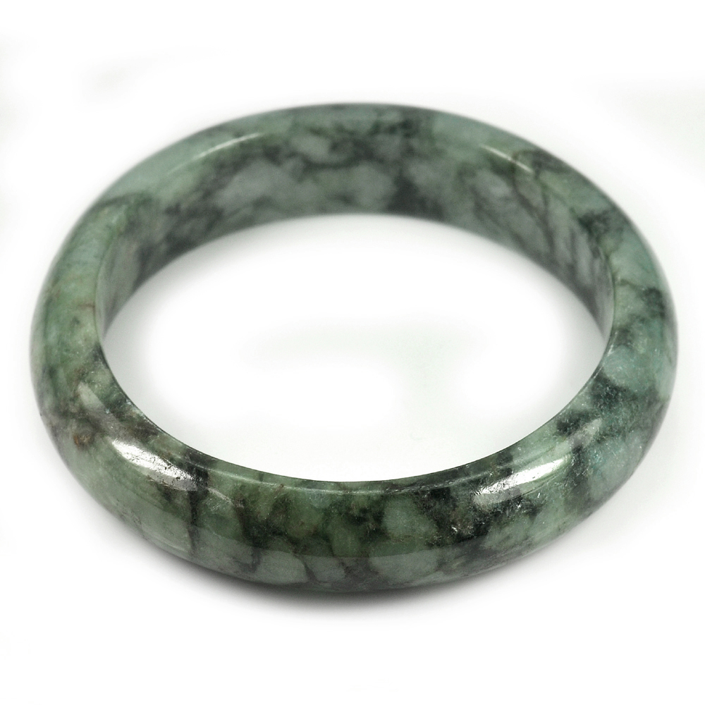 Green Jade Bangle Size 75x60x15 Mm. 346.12 Ct. Natural Gemstone Unheated
