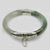 225 Ct. Natural Gemstone White Green Jade Bangle with Silver Size 77x60x9.8 Mm. 225 Ct. Natural Gemstone White Green Jade Bangle with Silver Size 77x60x9.8 Mm.