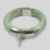 415.52 Ct. Natural Gemstone White Green Jade Bangle with Silver Size78x60x12Mm. 415.52 Ct. Natural Gemstone White Green Jade Bangle with Silver Size78x60x12Mm.