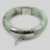 426.81 Ct. Natural Gemstone White Green Jade Bangle with Silver Size80x65x15Mm. 426.81 Ct. Natural Gemstone White Green Jade Bangle with Silver Size80x65x15Mm.