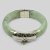 447.83 Ct. Natural Gemstone White Green Jade Bangle with Silver Size83x65x17Mm. 447.83 Ct. Natural Gemstone White Green Jade Bangle with Silver Size83x65x17Mm.