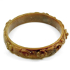 188.59 Ct. Natural Gem Honey Brown Jade Bangle Flower Carving Size 75x64x14mm. 188.59 Ct. Natural Gem Honey Brown Jade Bangle Flower Carving Size 75x64x14mm.
