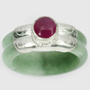 30.20 Ct. Natural Gem Green Jade Ring Size 9 with Red Ruby Real Sterling Silver 30.20 Ct. Natural Gem Green Jade Ring Size 9 with Red Ruby Real Sterling Silver
