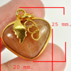 31.56 Ct. Natural Gemstone Brown Honey Jade Heart Nickel Pendant 25x20Mm. 31.56 Ct. Natural Gemstone Brown Honey Jade Heart Nickel Pendant 25x20Mm.