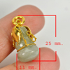 18.02 Ct. Natural Gemstone Green Color Jade Calabash Nickel Pendant 25x11Mm. 18.02 Ct. Natural Gemstone Green Color Jade Calabash Nickel Pendant 25x11Mm.