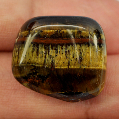 Unheated 29.76 Ct. Natural Fancy Cabochon Yellow Brown Color Tiger Eye Agate