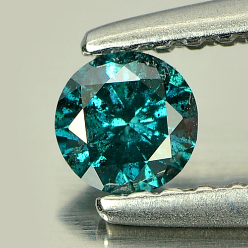 0.21 ct. 3.8 mm. Round Natural Rich Blue Loose Diamond