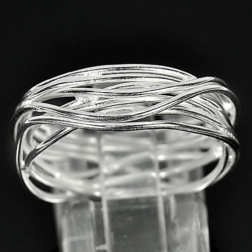 2.55 G. Good Real 925 Silver Fine Jewelry Ring Size 6 Design Wire tangle