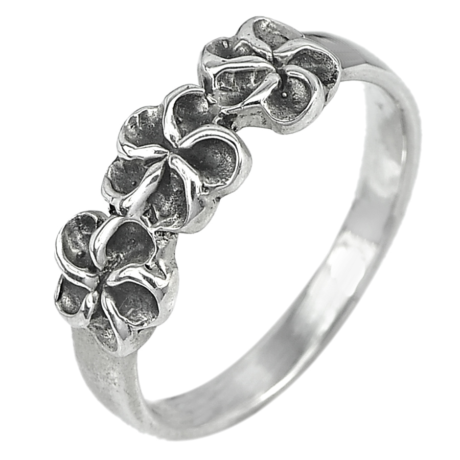2.69 G. Attractive Real 925 Sterling Silver Jewelry Ring Size 7 Design Flower