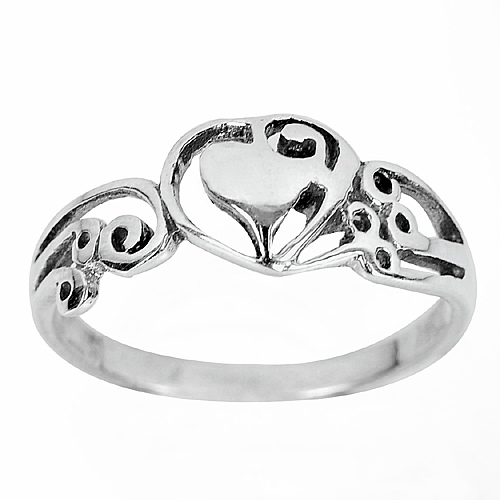 2.25 G. Heart Design Jewelry Real 925 Sterling Silver Ring Size 9
