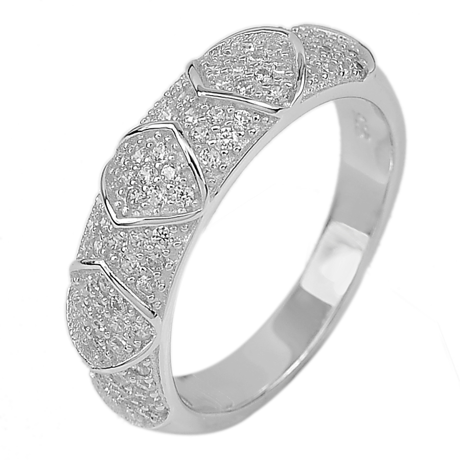 3.50 G. Beautiful CZ Round White Real 925 Sterling Silver Jewelry Ring Size 8