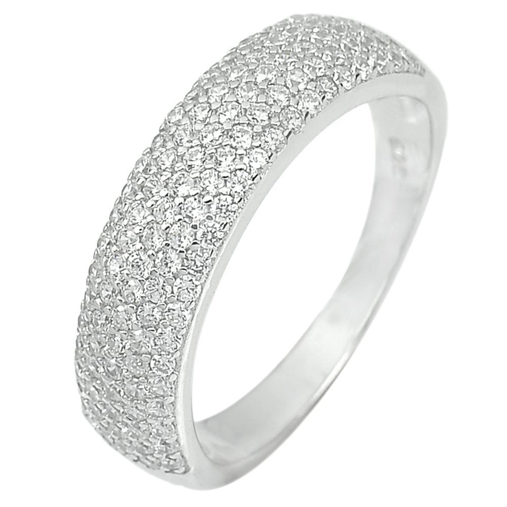 3.57 Grams. Design Beautiful Round White CZ Real 925 Sterling Silver Ring Size 8