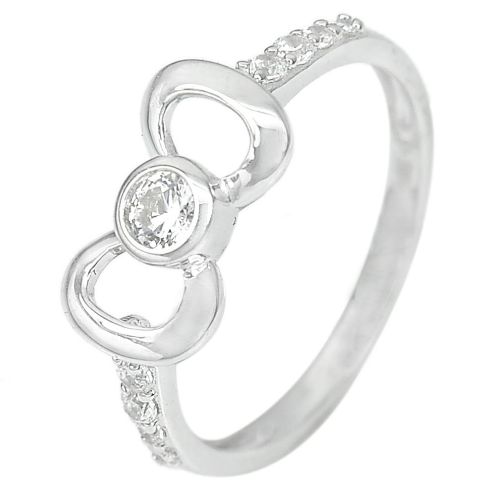 1.68 G. Pretty Knot Design with White CZ Real 925 Sterling Silver Ring Size 6