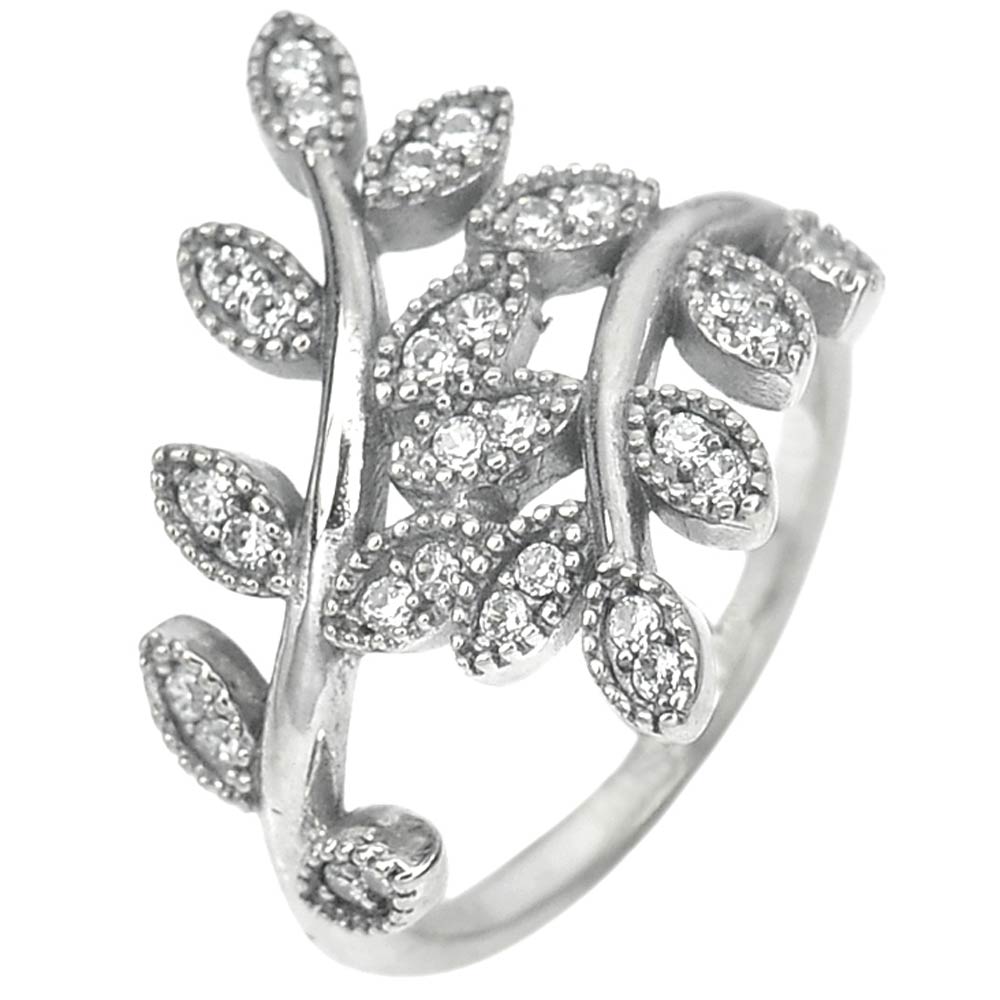 3.01 Grams. Olive Leaf Ring Size 6.5 Real 925 Sterling Oxidized Silver Jewelry