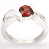 LUXURIOUS CLEAN RED SPESSARTINE GARNET SILVER RING Sz 8.75