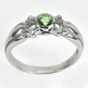BEAUTIFUL GREEN SAPPHIRE WHITE GOLD PLATED SILVER RING Sz 7.5