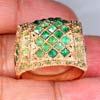 Attractive Emerald Silver Rose Gold Plated Ring Sz 9
