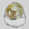 6.94 G. Oval Cabochon Natural Quartz 925 Sterling Silver Jewelry Ring Size 7.5