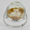 6.28 G. Oval Cab Natural Quartz Real 925 Sterling Silver Jewelry Ring Size 6.5