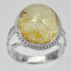 4.62 G. Oval Checkerboard Natural Quartz 925 Sterling Silver Jewelry Ring Size 8