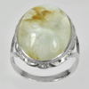 6.35 G. Natural Gemstone Moss Quartz Real 925 Silver Jewelry Ring Size 6.5