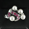New Design Pearl And Ruby 925 Silver Jewelry Ring Sz 7