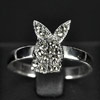 3.32 G. Rabbit Black Marcasite 925 Silver Jewelry Ring Size 8