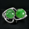 3.11 G. Alluring Natural Green Jade Sterling Silver Ring Size 7