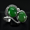 3.19 G. Seductive Natural Green Jade Sterling Silver Ring Size 8