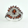 3.92 G. Natural Orangish Red Garnet Gems Real 925 Sterling Silver Ring Size 7.5