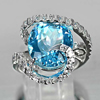 10.89 G. Lovely Natural Swiss Blue Topaz 925 Sterling Silver Ring Sz 6.5 10.89 G. Lovely Natural Swiss Blue Topaz 925 Sterling Silver Ring Sz 6.5