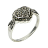 3.34 G. Round Black Marcasite Real 925 Sterling Silver Ring Size 6